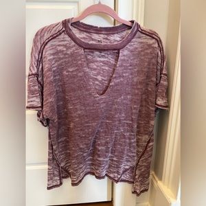 We The Free Free People Jordan Tee - distressed, maroon size XS
